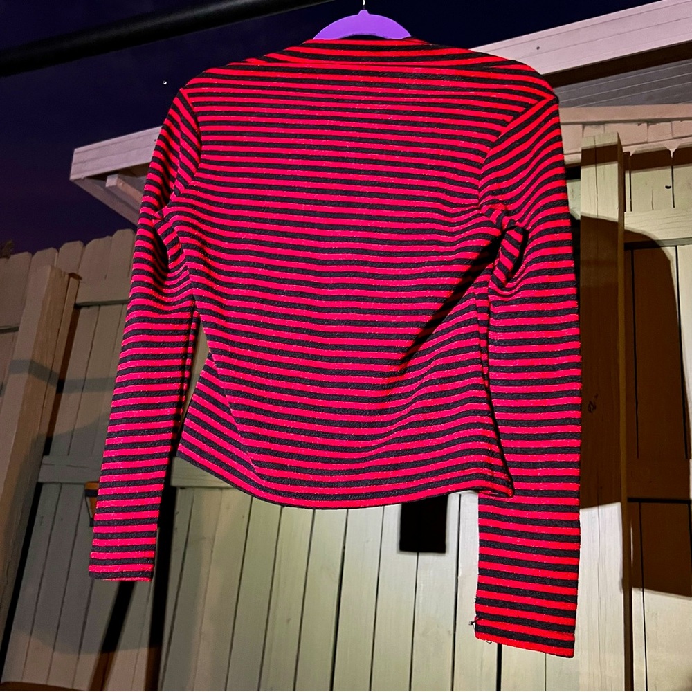 VINTAGE GANTOS RED AND BLACK STRIPE BLOUSE